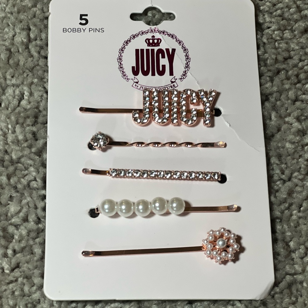 JUICY hair pins by Juicy couture. New. Rose good, diamonds, pearls and sparkles